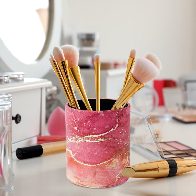 PU Leather Tool Storage Box Desktop Pen Holder(Red Marble)