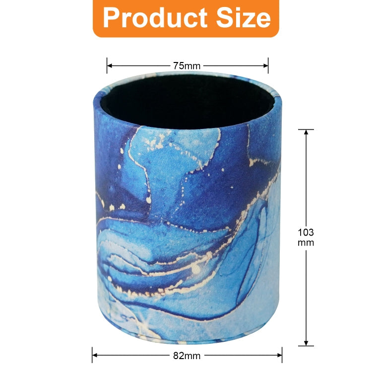 PU Leather Tool Storage Box Desktop Pen Holder(Blue Marble)