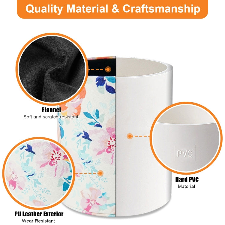 PU Leather Tool Storage Box Desktop Pen Holder(Blooming Rich)