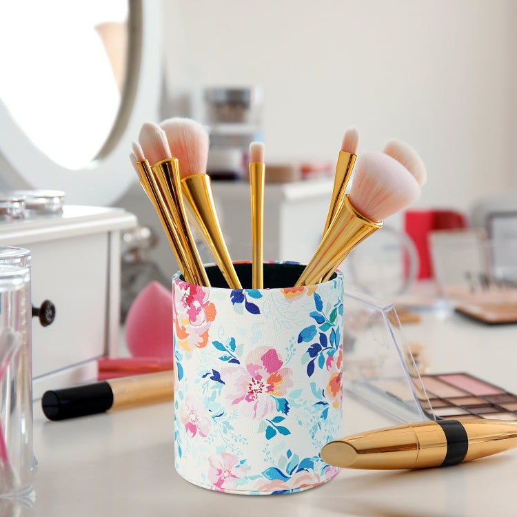 PU Leather Tool Storage Box Desktop Pen Holder(Blooming Rich)