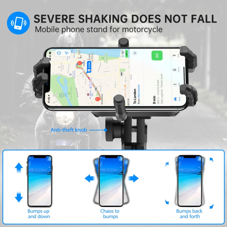 WUPP CS-1848A2 Motorcycle Shock Absorption Riding Phone Holder, Style:Handlebars
