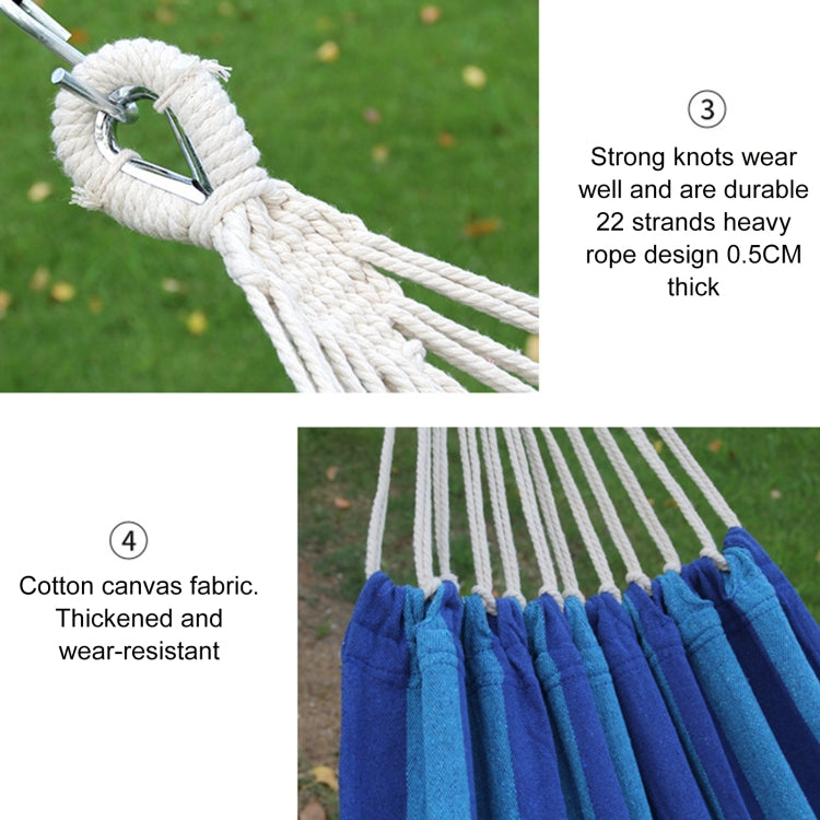 Outdoor Double Thickened Canvas Hammock Indoor Swing, Size:200x100cm(Red White Stripe)