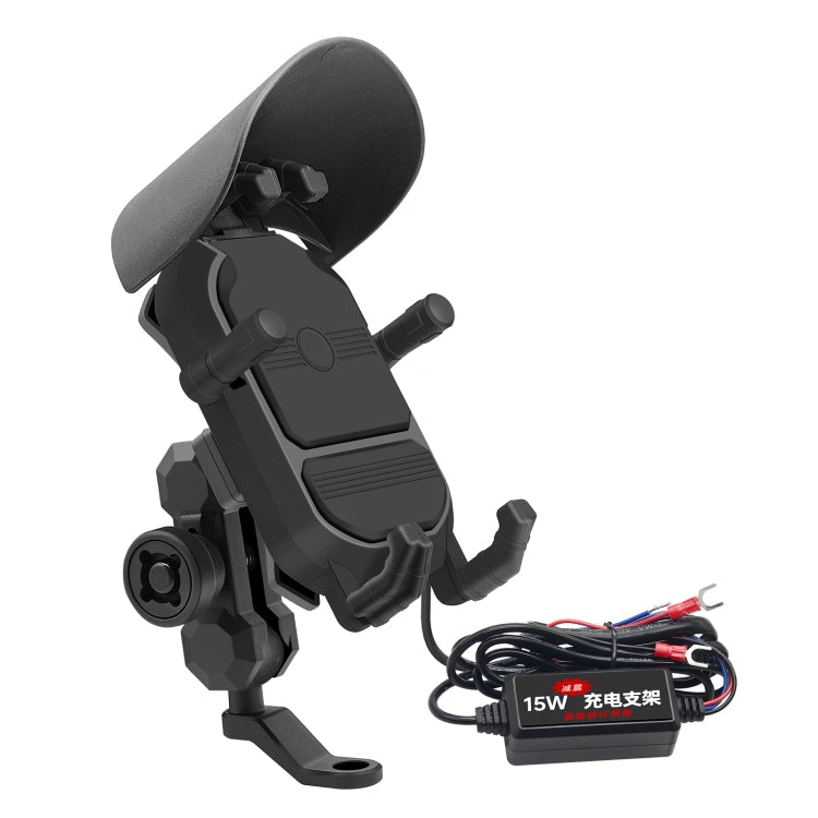 WUPP CS-1848B1 15W Motorcycle Wireless Fast Charging Phone Navigation Holder, Style:Rearview Mirror Type