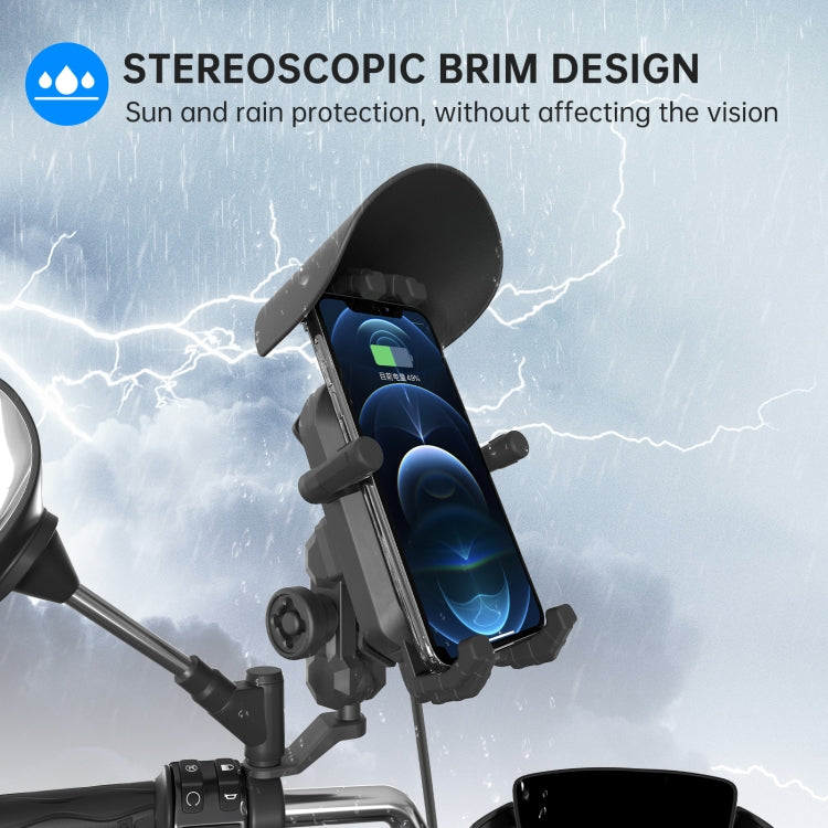 WUPP CS-1848B1 15W Motorcycle Wireless Fast Charging Phone Navigation Holder, Style:Rearview Mirror Type
