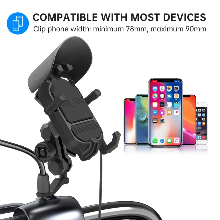 WUPP CS-1848B1 15W Motorcycle Wireless Fast Charging Phone Navigation Holder, Style:Rearview Mirror Type