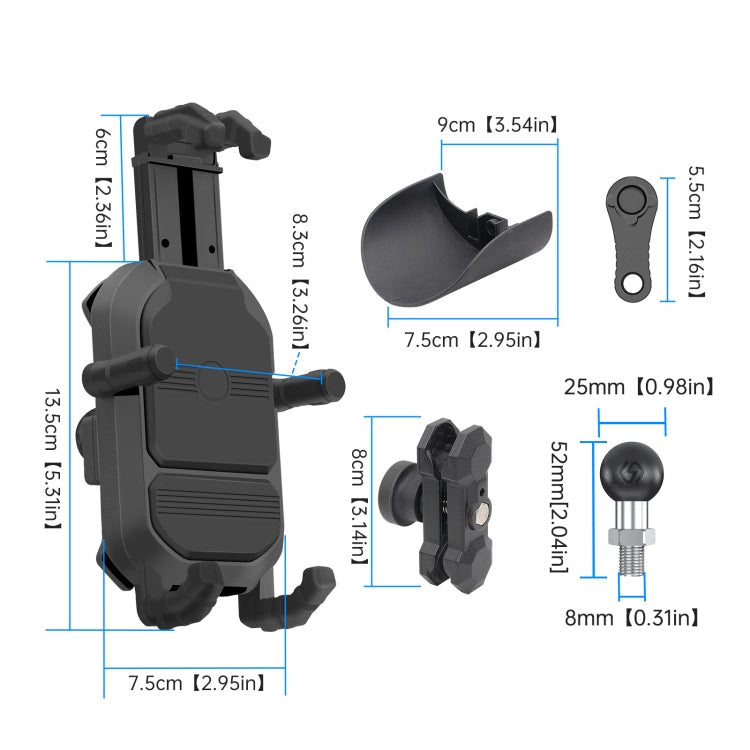 WUPP ZH-1848A1 Motorcycle Shock Absorption Riding Phone Navigation Holder, Style:M8 Ball Joint