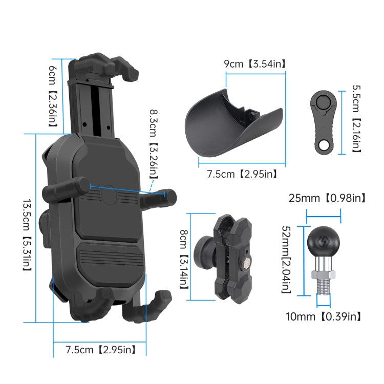 WUPP ZH-1848A2 Motorcycle Shock Absorption Riding Phone Navigation Holder, Style:M10 Ball Joint