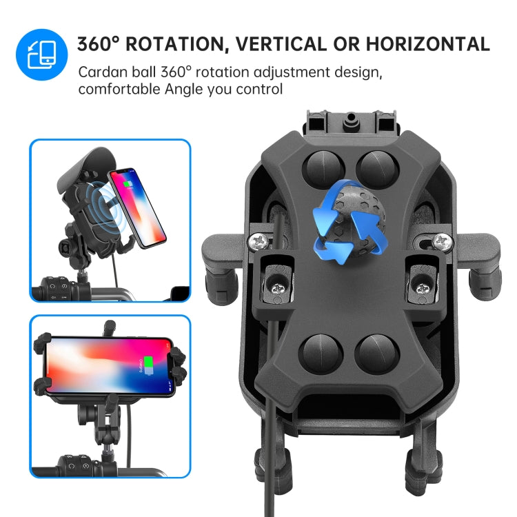 WUPP ZH-1848B1 15W Motorcycle Wireless Fast Charging Phone Navigation Holder, Style:M8 Ball Joint