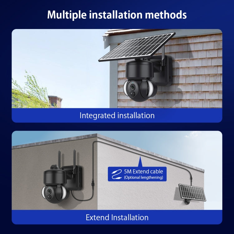 SHIWOJIA IP66 Waterproof 4G 3MP Solar Dome IP Camera, Two-way Audio & PIR Motion Detection & Night Vision, Version:EU(Black)