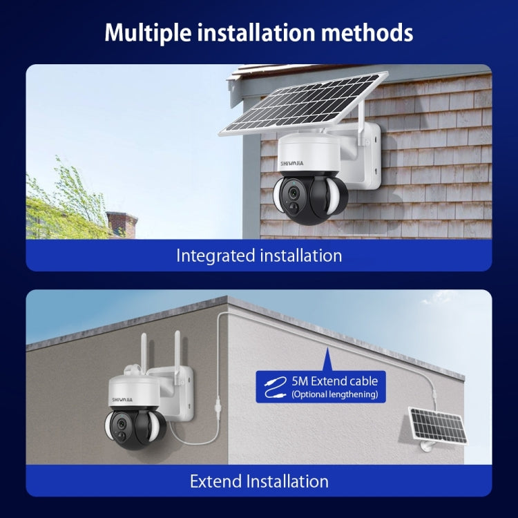 SHIWOJIA IP66 Waterproof 4G 3MP Solar Dome IP Camera, Two-way Audio & PIR Motion Detection & Night Vision, Version:EU(White)
