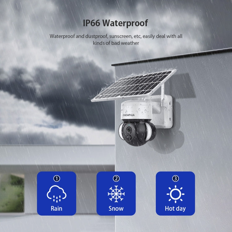 SHIWOJIA IP66 Waterproof 4G 3MP Solar Dome IP Camera, Two-way Audio & PIR Motion Detection & Night Vision, Version:EU(White)