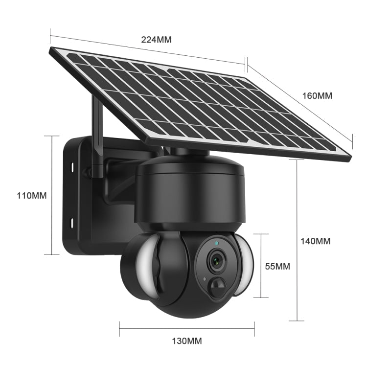SHIWOJIA IP66 Waterproof 4G 3MP Solar Dome IP Camera, Two-way Audio & PIR Motion Detection & Night Vision, Version:AU(Black)