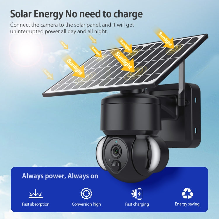 SHIWOJIA IP66 Waterproof 4G 3MP Solar Dome IP Camera, Two-way Audio & PIR Motion Detection & Night Vision, Version:AU(Black)