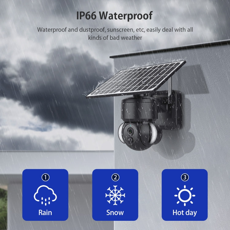 SHIWOJIA IP66 Waterproof 4G 3MP Solar Dome IP Camera, Two-way Audio & PIR Motion Detection & Night Vision, Version:AU(Black)