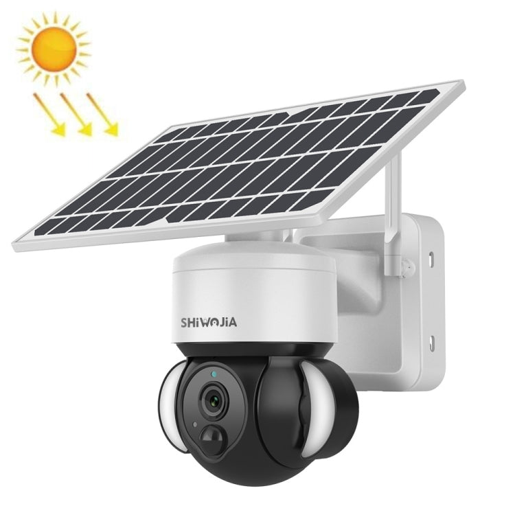 SHIWOJIA IP66 Waterproof 4G 3MP Solar Dome IP Camera, Two-way Audio & PIR Motion Detection & Night Vision, Version:AU(White)