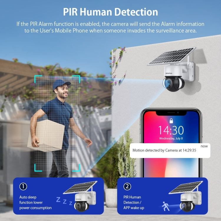 SHIWOJIA IP66 Waterproof 4G 3MP Solar Dome IP Camera, Two-way Audio & PIR Motion Detection & Night Vision, Version:AU(White)