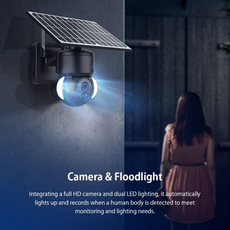 SHIWOJIA IP66 Waterproof 4G 3MP Solar Dome IP Camera, Two-way Audio & PIR Motion Detection & Night Vision, Version:US(Black)