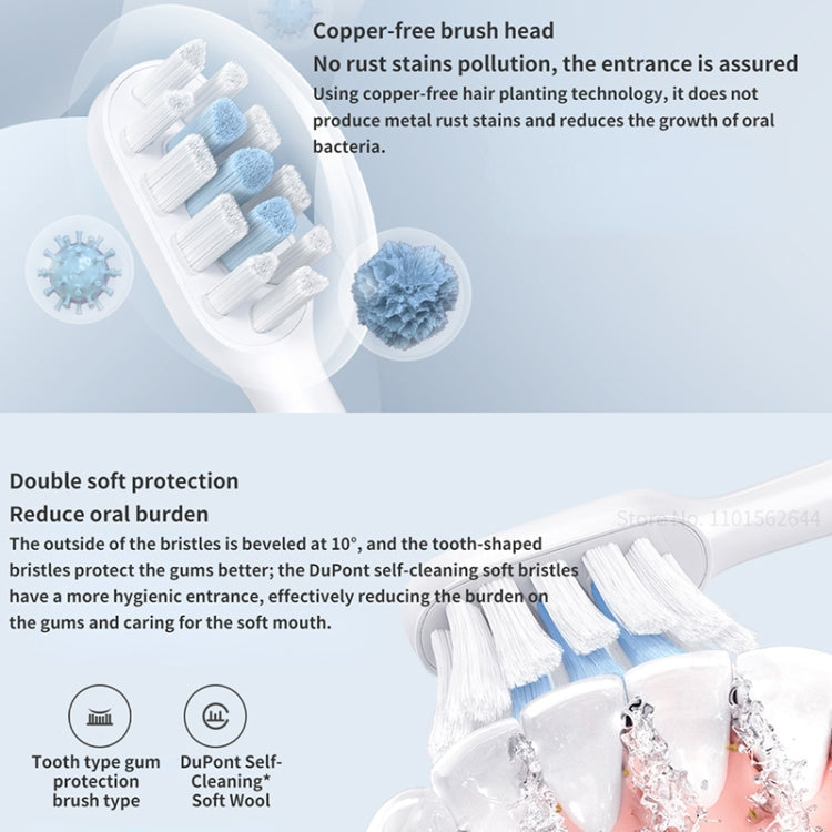 Original Xiaomi Mijia 3pcs Brush Head Standard Type for Sonic Electric Toothbrush T301 / T302(White)