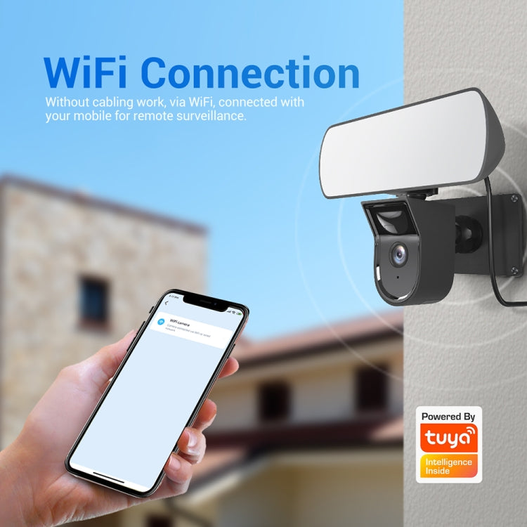 ESCAM QF615 3MP IP66 Waterproof WiFi IP Camera & Floodlight, Support Night Vision / PIR Motion Detection / Two-way Audio(US Plug)