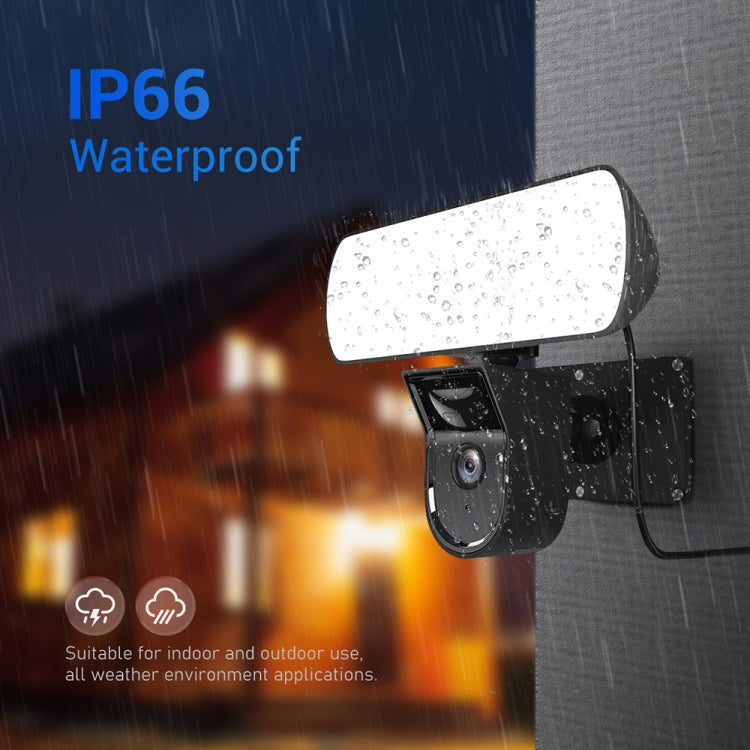ESCAM QF615 3MP IP66 Waterproof WiFi IP Camera & Floodlight, Support Night Vision / PIR Motion Detection / Two-way Audio(US Plug)
