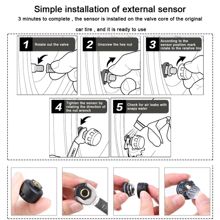 Front Wheel Tire Pressure Temperature Monitoring Sensor(Black)