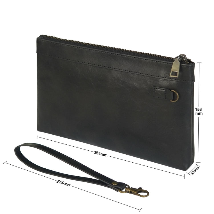 Simple Retro Leather Clutch Zipper Envelope Bag(Black)
