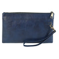 Simple Retro Leather Clutch Zipper Envelope Bag(Dark Blue)