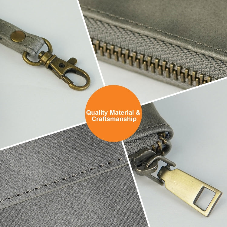 Simple Retro Leather Clutch Zipper Envelope Bag(Grey)