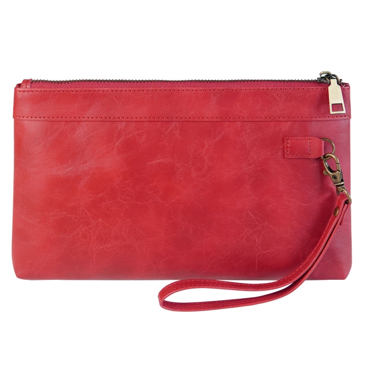 Simple Retro Leather Clutch Zipper Envelope Bag(Red)