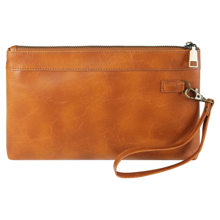 Simple Retro Leather Clutch Zipper Envelope Bag(Brown)
