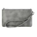 6 inch Simple Retro Leather Clutch Zipper Bag(Grey)