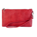 6 inch Simple Retro Leather Clutch Zipper Bag(Red)