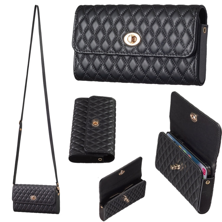 Crossbody PU Horizontal BFB02 Shoulder Bag(Black)