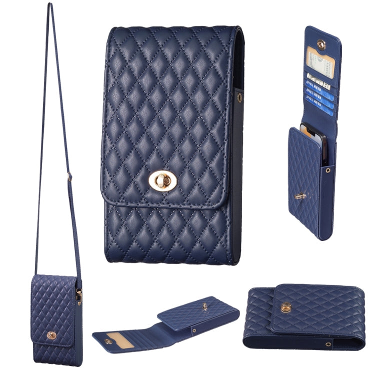 Crossbody PU Vertical BFB01 Shoulder Phone Bag(Dark Blue)