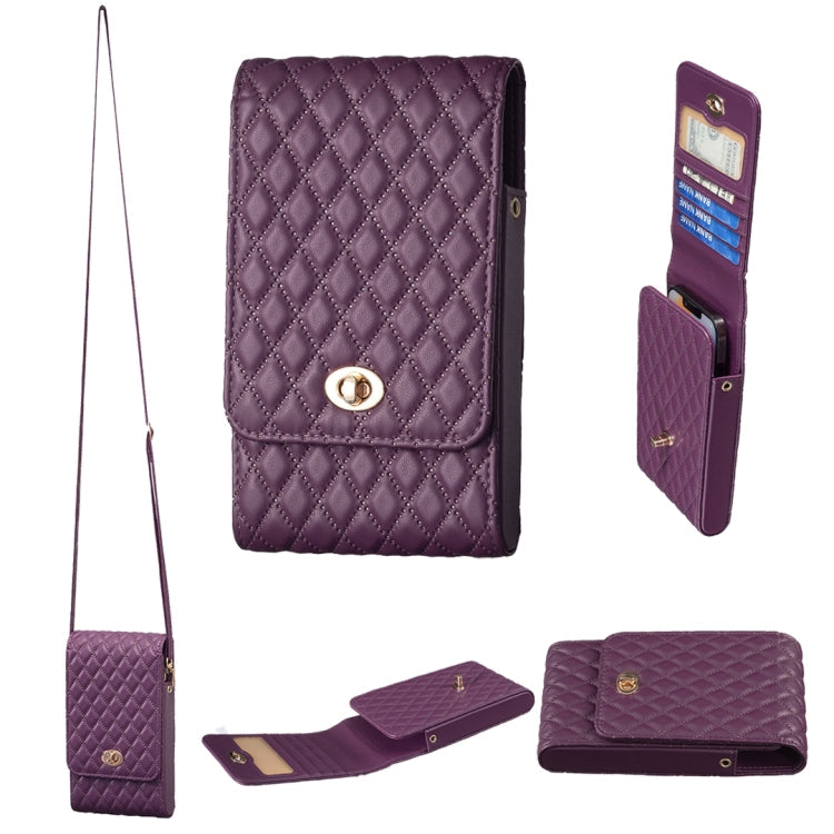 Crossbody PU Vertical BFB01 Shoulder Phone Bag(Dark Purple)