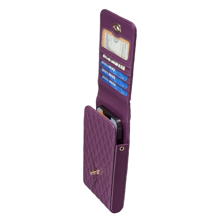 Crossbody PU Vertical BFB01 Shoulder Phone Bag(Dark Purple)
