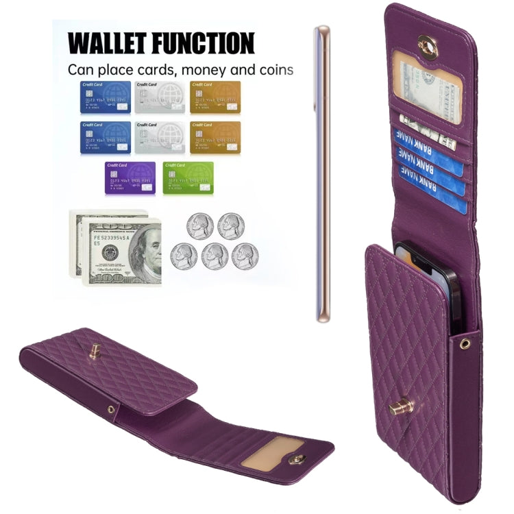Crossbody PU Vertical BFB01 Shoulder Phone Bag(Dark Purple)