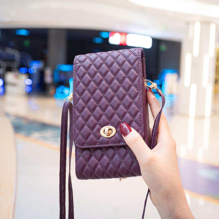 Crossbody PU Vertical BFB01 Shoulder Phone Bag(Dark Purple)