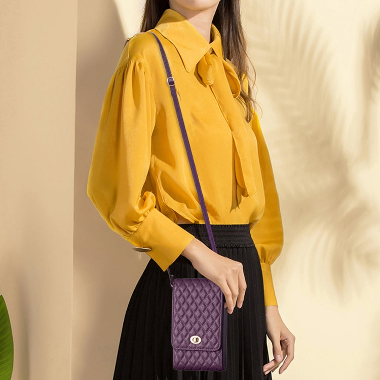 Crossbody PU Vertical BFB01 Shoulder Phone Bag(Dark Purple)