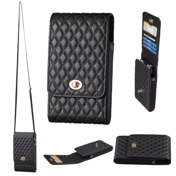 Crossbody PU Vertical BFB01 Shoulder Phone Bag(Black)