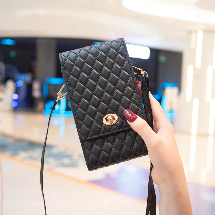 Crossbody PU Vertical BFB01 Shoulder Phone Bag(Black)
