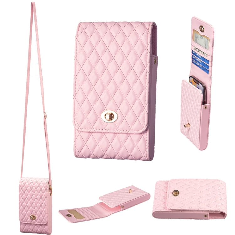 Crossbody PU Vertical BFB01 Shoulder Phone Bag(Pink)