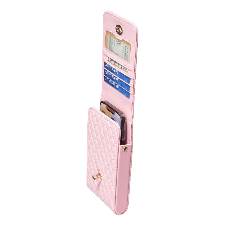Crossbody PU Vertical BFB01 Shoulder Phone Bag(Pink)