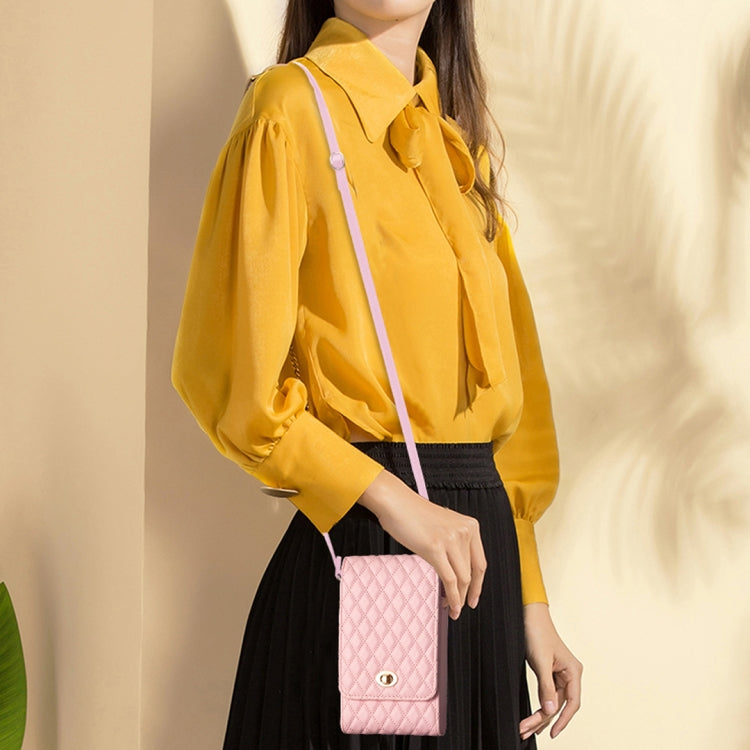 Crossbody PU Vertical BFB01 Shoulder Phone Bag(Pink)