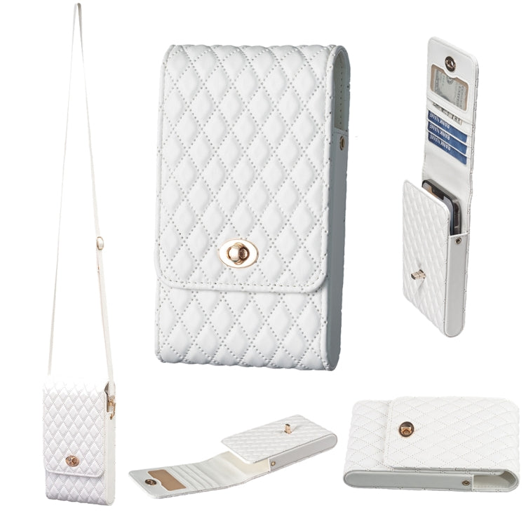 Crossbody PU Vertical BFB01 Shoulder Phone Bag(White)