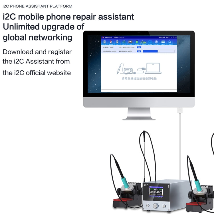 i2C 3SCN Intelligent Double Welding Station with RS100 Base, Style:A Set(US Plug)