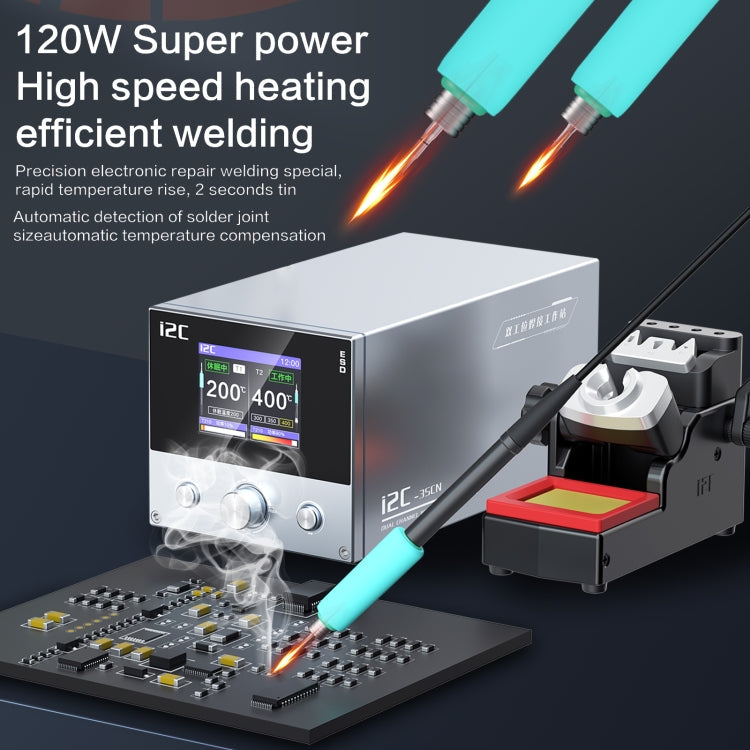 i2C 3SCN Intelligent Double Welding Station with RS100 Base, Style:B Set(US Plug)