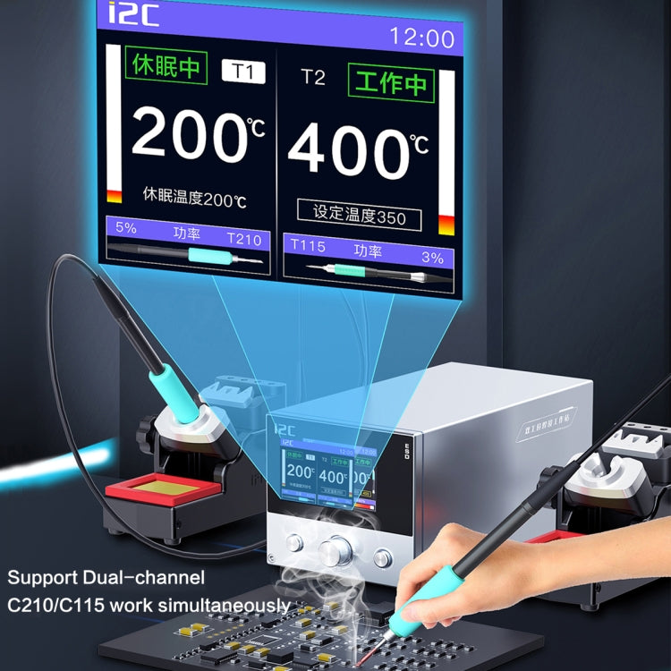 i2C 3SCN Intelligent Double Welding Station with RS100 Base, Style:B Set(US Plug)