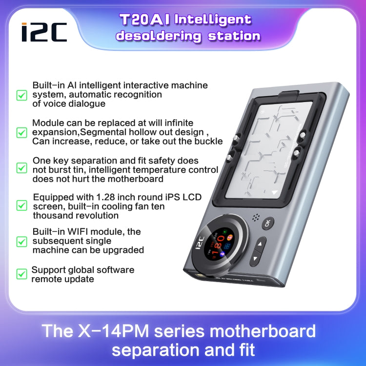 i2C T20 Intelligent Motherboard Middle Layered Heating Platform For iPhone X-14 Series, Plug:US