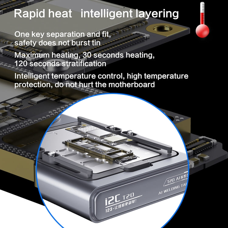 i2C T20 Intelligent Motherboard Middle Layered Heating Platform For iPhone X-14 Series, Plug:US
